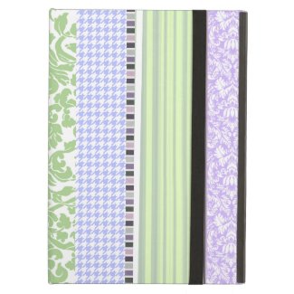 Green & purple girly stripe pattern iPad folio case