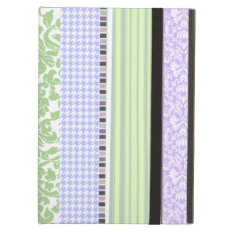 Green & purple girly stripe pattern iPad folio case