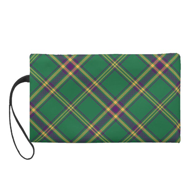 Green/Purple/Gold Tartan Plaid Bag MONOGRAMMED Wristlets