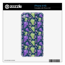Green Purple Grapes Pattern Skin For The iPhone 4