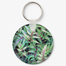 GREEN & PURPLE LEAVES by SHARON SHARPE keychains