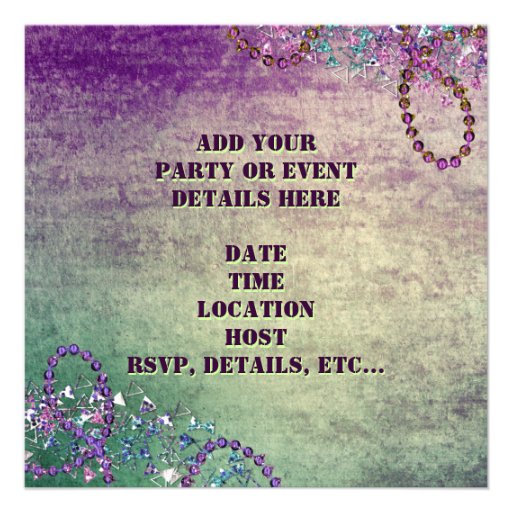 Green Purple Masquerade Party Custom Invitations