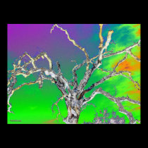 green purple orange tree posters