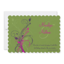 Green Purple Pink White Floral Wedding Invitation