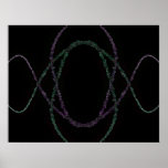 Green & Purple Psychedelic Wave Design Posters