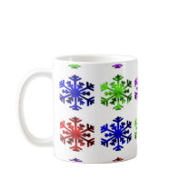 Green_Purple_Red_Blue_Snowflakes mugs