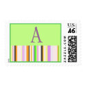 GREEN PURPLE STRIPED MONOGRAM postage