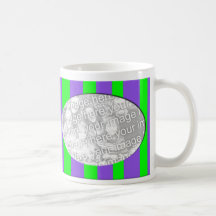 green purple stripes photo frame coffee mug