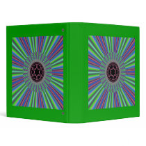 Green Purple Sunburst Fractal 3 Ring Binders