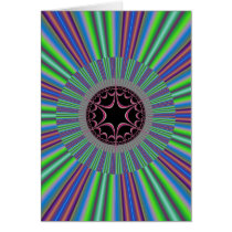 Green Purple Sunburst Fractal Greeting Card