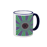 Green Purple Sunburst Fractal Coffee Mug