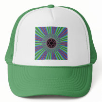 Green Purple Sunburst Fractal Mesh Hats