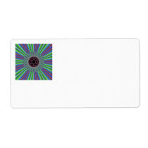 Green Purple Sunburst Fractal Personalized Shipping Label