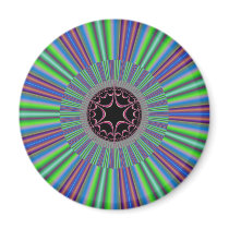 Green Purple Sunburst Fractal Refrigerator Magnet