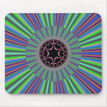 Green Purple Sunburst Fractal Mousepads