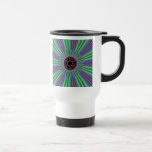 Green Purple Sunburst Fractal Mugs