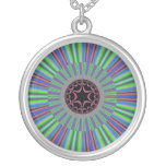 Green Purple Sunburst Fractal Custom Jewelry