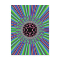 Green Purple Sunburst Fractal Post Card