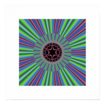 Green Purple Sunburst Fractal Print