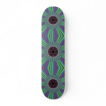 Green Purple Sunburst Fractal Skate Board Deck