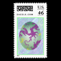 Green Purple & Yellow Painted Egg stamps