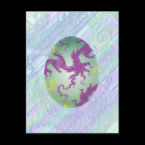 Green Purple & Yellow Painted Egg postcards