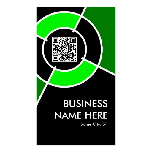 green QR code and logo target Business Cards