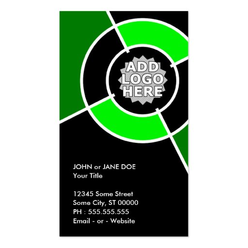 green QR code and logo target Business Cards (back side)