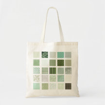 Green quilt mosaic pattern canvas bag