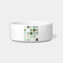 Green quilt mosaic pattern cat food bowl