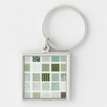 Green quilt mosaic pattern key chain