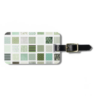 Green quilt mosaic pattern luggage tag
