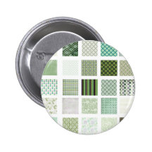 Green quilt mosaic pattern pinback buttons