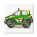 Green Rally Car Magnets