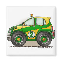 Green Rally Car Magnets by art1st Green Rally Car Magnets