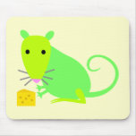 Green Rat with Cheese Mousepad
