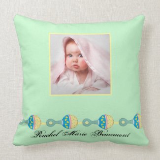 Green Rattle Baby Keepsake Pillow