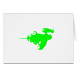 Green Raygun Greeting Cards