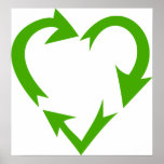 Green Recycle Heart Posters