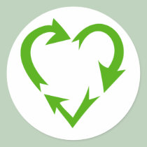 Green Recycle Heart stickers