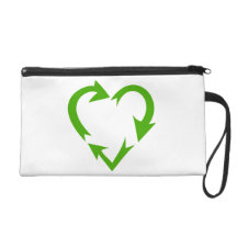 Green Recycle Heart Wristlet Purse