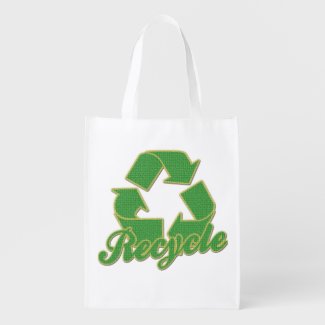 Green Recycle Logo Reusable Grocery Bags