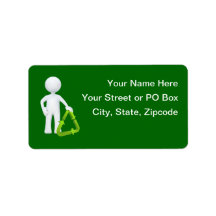 Green Recycle Symbol & Man Labels