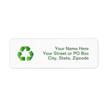 Green Recycle Symbol Return Address Label