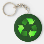 Green Recycling Symbol Keychain