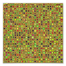 Green, Red And Gold Mosaic Textured Tiles Pattern Photo Art