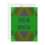 green red blue feathers invitations