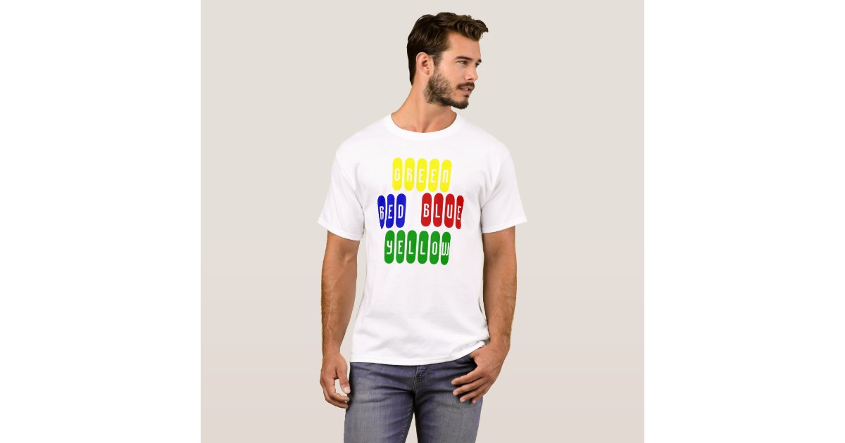 GREEN,RED,BLUE,YELLOW, tshirt Zazzle