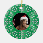 Green &  Red Christmas Photo Ornament