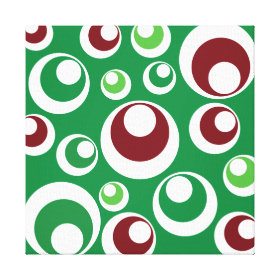 Green Red Festive Christmas Circles Dots Pattern Canvas Prints